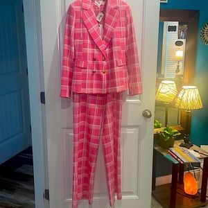 White pink plaid Forever Unique Suit.